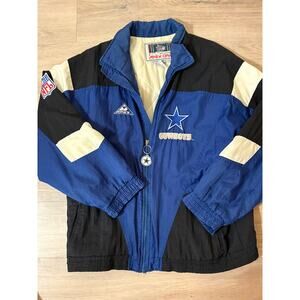 Rare VTG Dallas Cowboys Apex NFL Zip Up Jacket Large Quilted Lining